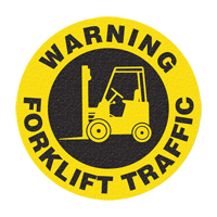 "Warning Forklift Traffic" Floor Sign, Adhesive, English with Pictogram SFU878 | Stor-it Systems