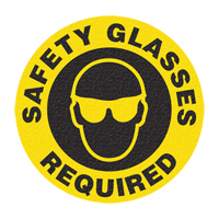 "Safety Glasses" Floor Sign, Adhesive, English with Pictogram SFU879 | Stor-it Systems