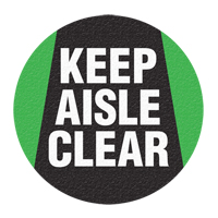 "Keep Aisle Clear" Floor Sign, Adhesive, English with Pictogram SFU883 | Stor-it Systems