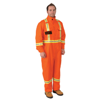 Firewall FR&reg; Striped Coveralls, Size Small, Orange Stor-it Systems