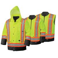 5021BB Waterproof 6-in-1 Safety Parka, High Visibility Lime-Yellow, 2X-Large Stor-it Systems