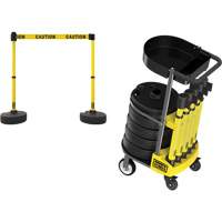 PLUS Barrier Post Cart Kit with Tray, 75' L, Metal, Yellow SGI791 | Stor-it Systems