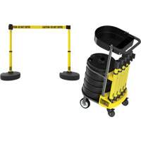 PLUS Barrier Post Cart Kit with Tray, 75' L, Metal, Yellow SGI793 | Stor-it Systems