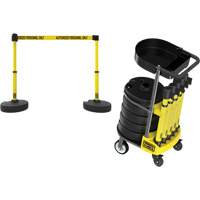 PLUS Barrier Post Cart Kit with Tray, 75' L, Metal, Yellow Stor-it Systems