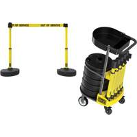 PLUS Barrier Post Cart Kit with Tray, 75' L, Metal, Yellow SGI797 | Stor-it Systems