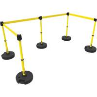 PLUS Barrier Post Set X5, Plastic, 42" H, Yellow Tape, 15' Tape Length Stor-it Systems