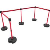 PLUS Barrier Post Set X5, Plastic, 42" H, Red Tape, 15' Tape Length Stor-it Systems
