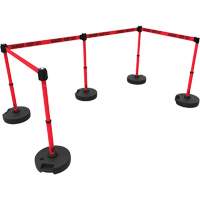 PLUS Barrier Post Set X5, Plastic, 42" H, Red Tape, 15' Tape Length Stor-it Systems