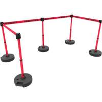 Ensemble de cinq montants pour barri&egrave;re PLUS, Plastique, 42" h, Ruban Rouge, Longueur du ruban 15' Stor-it Systems