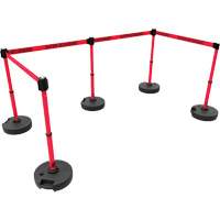 Ensemble de cinq montants pour barri&egrave;re PLUS, Plastique, 42" h, Ruban Rouge, Longueur du ruban 15' Stor-it Systems