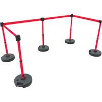 Ensemble de cinq montants pour barri&egrave;re PLUS, Plastique, 42" h, Ruban Rouge, Longueur du ruban 15' Stor-it Systems