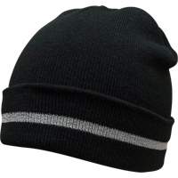 Knit Hat with Silver Reflective Stripe, One Size, Black SGJ105 | Stor-it Systems