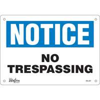 "No Trespassing" Sign, 7" x 10", Aluminum, English Stor-it Systems
