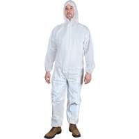 Hooded Coveralls, Medium, White, Microporous Stor-it Systems