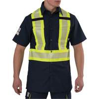 Ripstop High Visibility Short Sleeved Shirt, Polyester, Small, Navy Blue SGN915 | Stor-it Systems