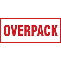 Étiquette de manutention «Overpack», 6" lo x 2-1/2" la, Rouge/blanc SGQ528 | Stor-it Systems
