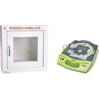AED Plus&reg; Defibrillator with Alarmed Flush Wall Cabinet, Automatic, English, Class 4 Stor-it Systems