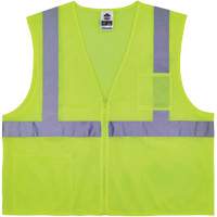 GloWear 8256Z Self-Extinguishing Safety Vest, High Visibility Lime-Yellow, Medium/Small, Polyester SGR375 | Stor-it Systems