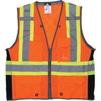 Surveyor Safety Vest, High Visibility Orange, Large, Polyester Stor-it Systems