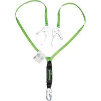 Miller&reg; HP Shock-Absorbing Lanyard, 6', Scaffold Hook Center, Locking Snap Hook Leg Ends, Polyester Stor-it Systems