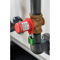 Housse de s&eacute;curit&eacute; pour fontaine et dispositif de cadenassage pour robinet &agrave; tournant, Ensemble Vanne/Robinet &agrave; eau Stor-it Systems