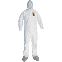 KleenGuard™A45 Liquid & Particle Protection Coveralls with Anti-Slip Shoe, Large, Grey/White, Microporous SGX293 | Stor-it Systems