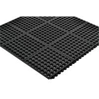 Cushion-Ease<sup>®</sup> 550 Interlocking Anti-Fatigue Mat, Slotted, 3' x 5' x 3/4", Black, Rubber SGX887 | Stor-it Systems