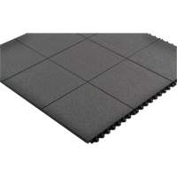 Cushion-Ease<sup>®</sup> Interlocking Anti-Fatigue Mat, Pebbled, 3' x 3' x 3/4", Black, Natural Rubber SGX894 | Stor-it Systems