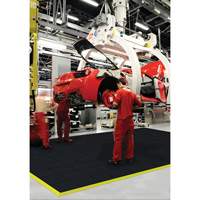 Cushion-Ease&reg; Interlocking Anti-Fatigue Mat, Pebbled, 3' x 3' x 3/4", Black, Natural Rubber Stor-it Systems