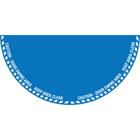 "Caution" Half Circle Swing Door Floor Sign, Adhesive, English with Pictogram Stor-it Systems