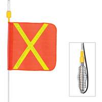 Safety Whip&reg; All-Weather Super-Duty Warning Whips with Constant LED Light, Spring Mount, 5' High, Orange with Reflective Stor-it Systems