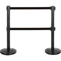 Dual Belt Crowd Control Barrier, Steel, 35" H, Black Tape, 7' Tape Length SHA662 | Stor-it Systems