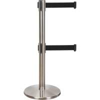 Dual Belt Crowd Control Barrier, Steel, 35" H, Black Tape, 7' Tape Length Stor-it Systems