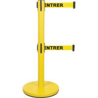 Dual Belt Crowd Control Barrier, Steel, 35" H, Yellow Tape, 7' Tape Length SHA667 | Stor-it Systems