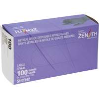 Gants jetables de calibre m&eacute;dical, Grand, Nitrile, 6 mils, Sans poudre, Noir, Classe 2 Stor-it Systems