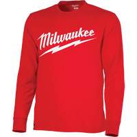 Heavy-Duty Long-Sleeved T-Shirt with Milwaukee<sup>®</sup> Logo, Men's, Small, Red SHC495 | Stor-it Systems