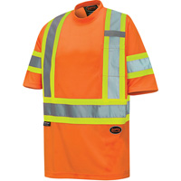 6970 Bird's-Eye Safety T-Shirt, Polyester, X-Small, High Visibility Orange Stor-it Systems