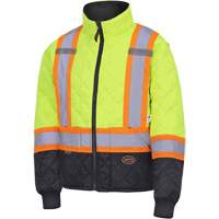 5016 Quilted Freezer Jacket, Polyester, Black/High Visibility Lime-Yellow, X-Small Stor-it Systems