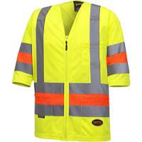 6019 Short-Sleeved Quebec Traffic Control Shirt, Polyester, X-Small, High Visibility Lime-Yellow Stor-it Systems