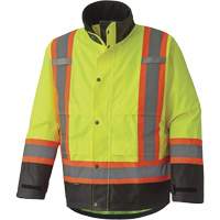 5401 300D Trilobal Ripstop Waterproof Safety Jacket, Polyester, Black/High Visibility Lime-Yellow, X-Small Stor-it Systems