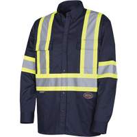 4414 Button-Down Work Shirt, Poly-Cotton, Small, Navy Blue Stor-it Systems