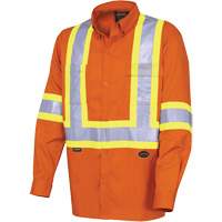 4441 Ultra-Cool Long-Sleeved Safety Shirt, Cotton, Small, High Visibility Orange Stor-it Systems