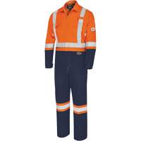 7702BB FR-Tech&reg; 2-Tone Safety Coverall, Size 36, Navy Blue/Orange, 10 cal/cm² Stor-it Systems
