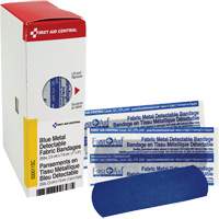 Pansements bleus d&eacute;tectables par d&eacute;tecteurs de m&eacute;taux, Rectangulaire/carr&eacute;e, 1", Tissu d&eacute;tectable, St&eacute;rile Stor-it Systems