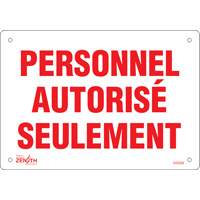 "Personnel autorisé seulement" Sign, 7" x 10", Plastic, French SHG594 | Stor-it Systems