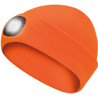 5675 Knit Toque with LED Headlight, Fleece Lining, One Size, High Visibility Orange Stor-it Systems