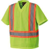 5993P Mesh Safety T-Shirt, Polyester, Small, High Visibility Lime-Yellow Stor-it Systems