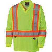 6985 Traffic Micro Mesh Long-Sleeved Safety Shirt, Small, High Visibility Lime-Yellow Stor-it Systems