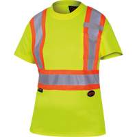 6949 Women's Bird's-Eye Safety T-Shirt, Polyester, X-Small, High Visibility Lime-Yellow Stor-it Systems