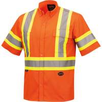 4442 Ultra Cool Short-Sleeved Safety Shirt, Cotton, Small, High Visibility Orange Stor-it Systems
